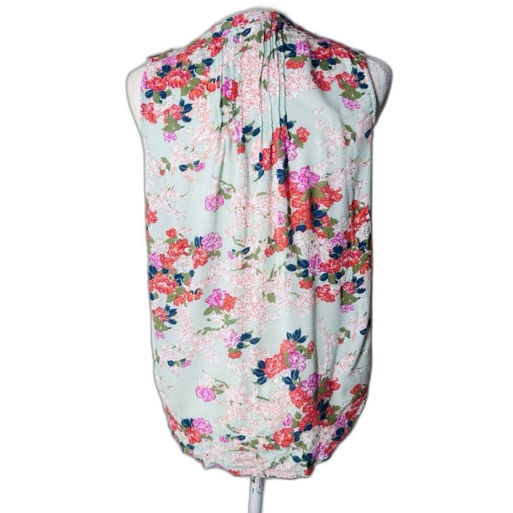 Anthropologie Meadow Rue Top Mint Sage Green SZ S Floral Cottagecore Peasant - Picture 8 of 10
